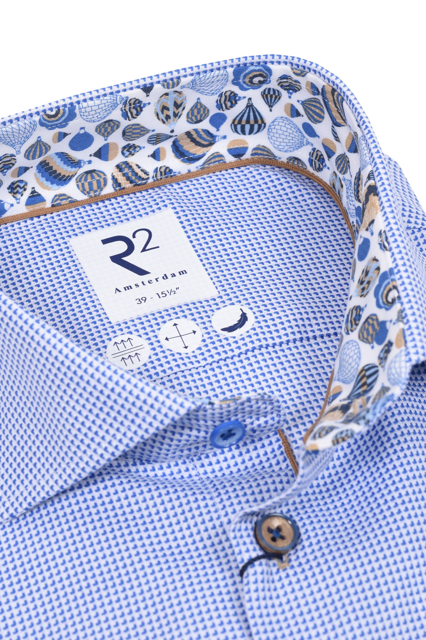 R2 Cut Away Collar Long Sleeved Shirt Blue