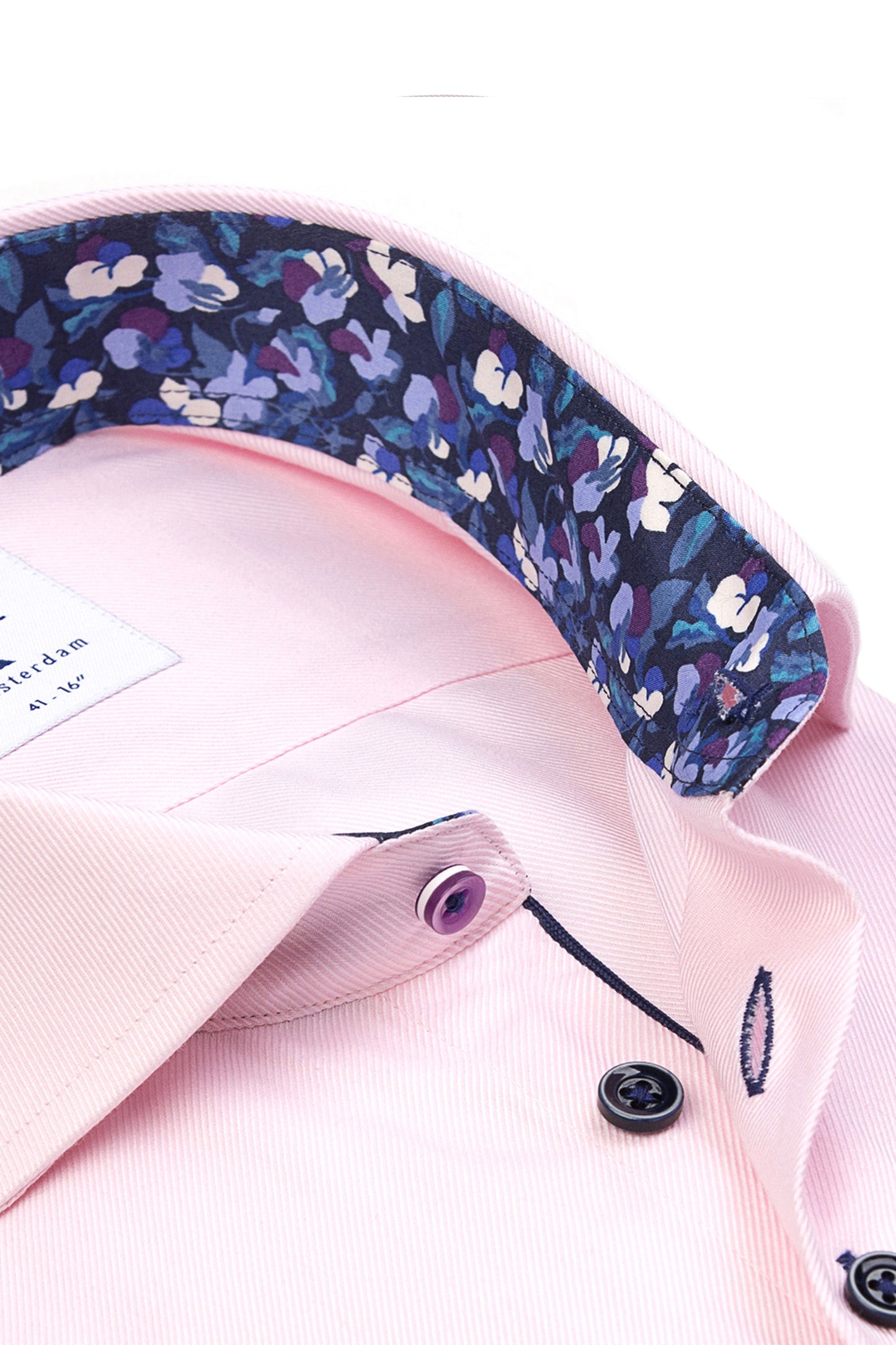 R2 LONG SLEEVED CUT AWAY COLLAR SHIRT PINK R2 Michael Stewart Menswear Shirts
