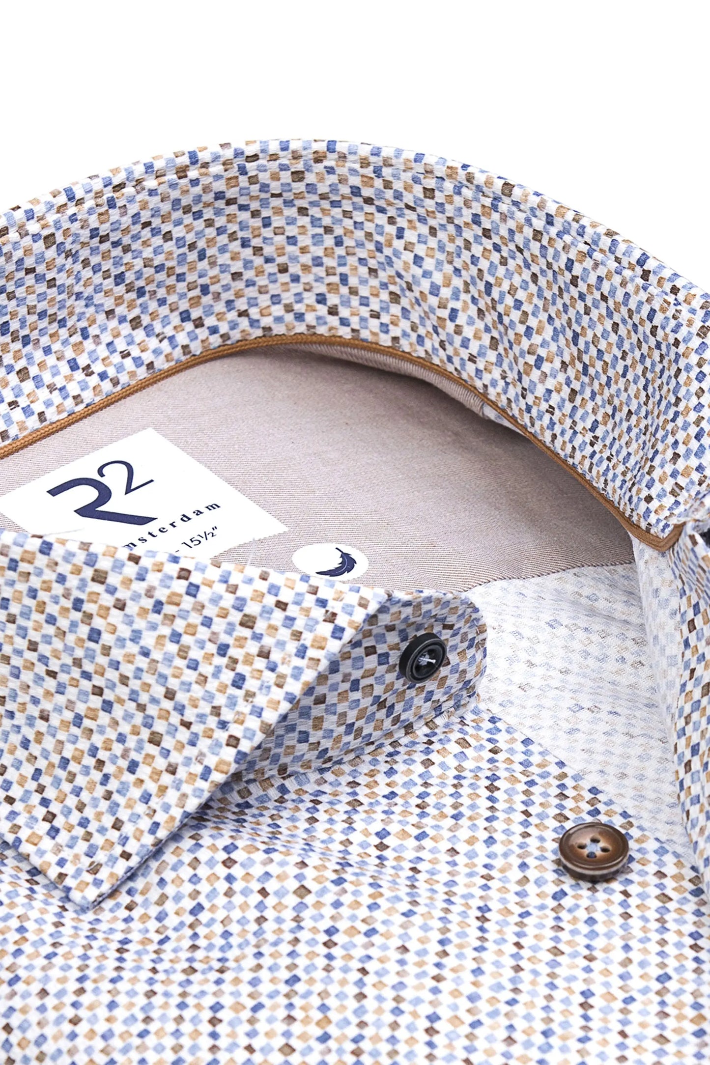 R2 Long Sleeved Cut Away Collar Pattered Shirt R2