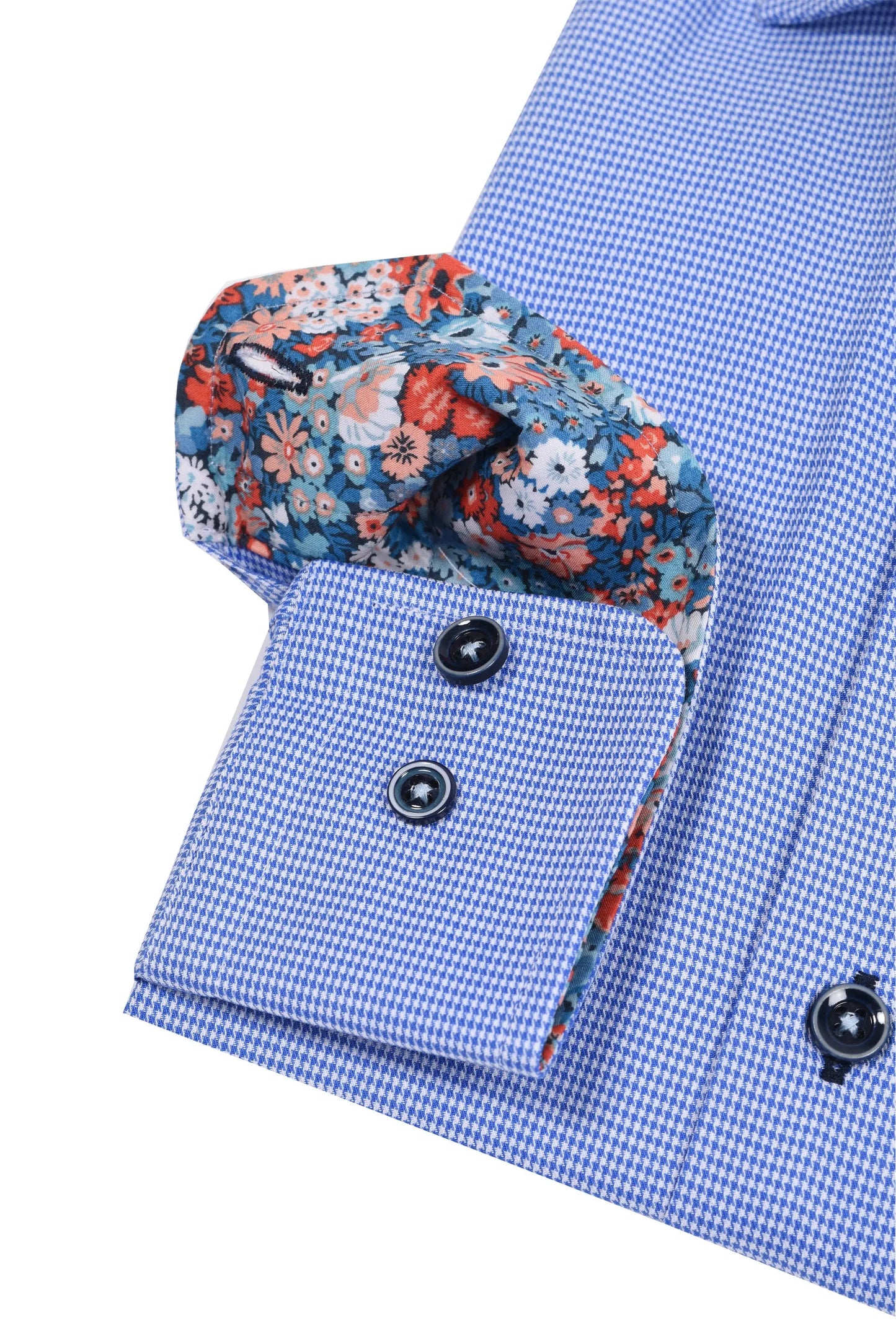 R2 Long Sleeved Cut Away Collar Shirt Blue Check R2