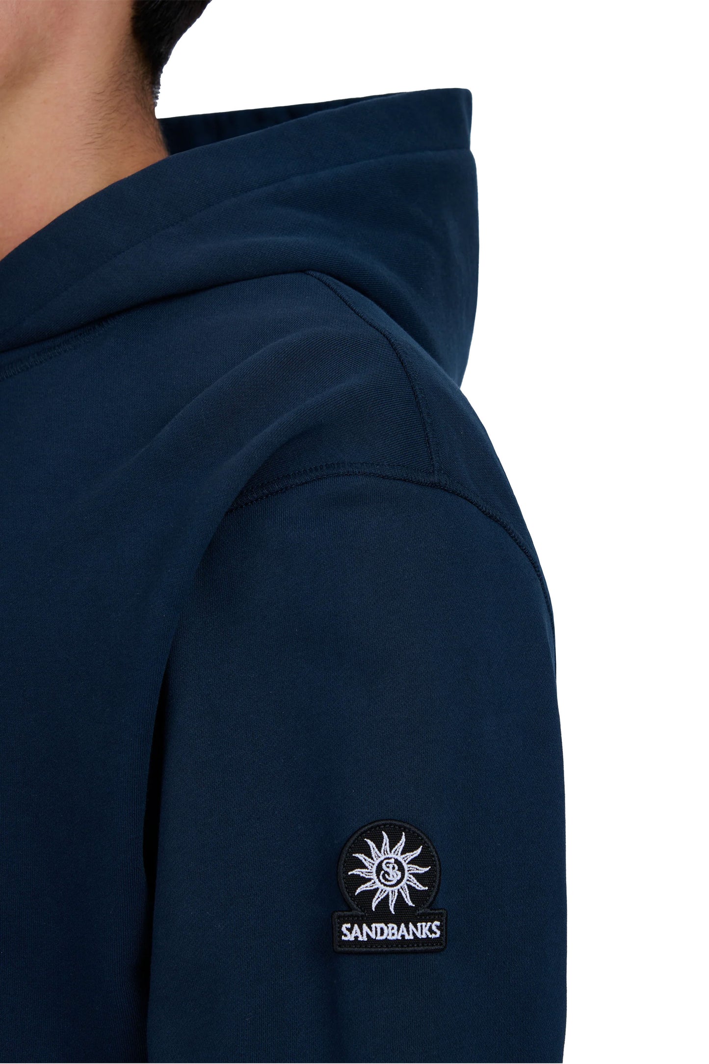 SANDBANKS BADGE LOGO HOODIE NAVY