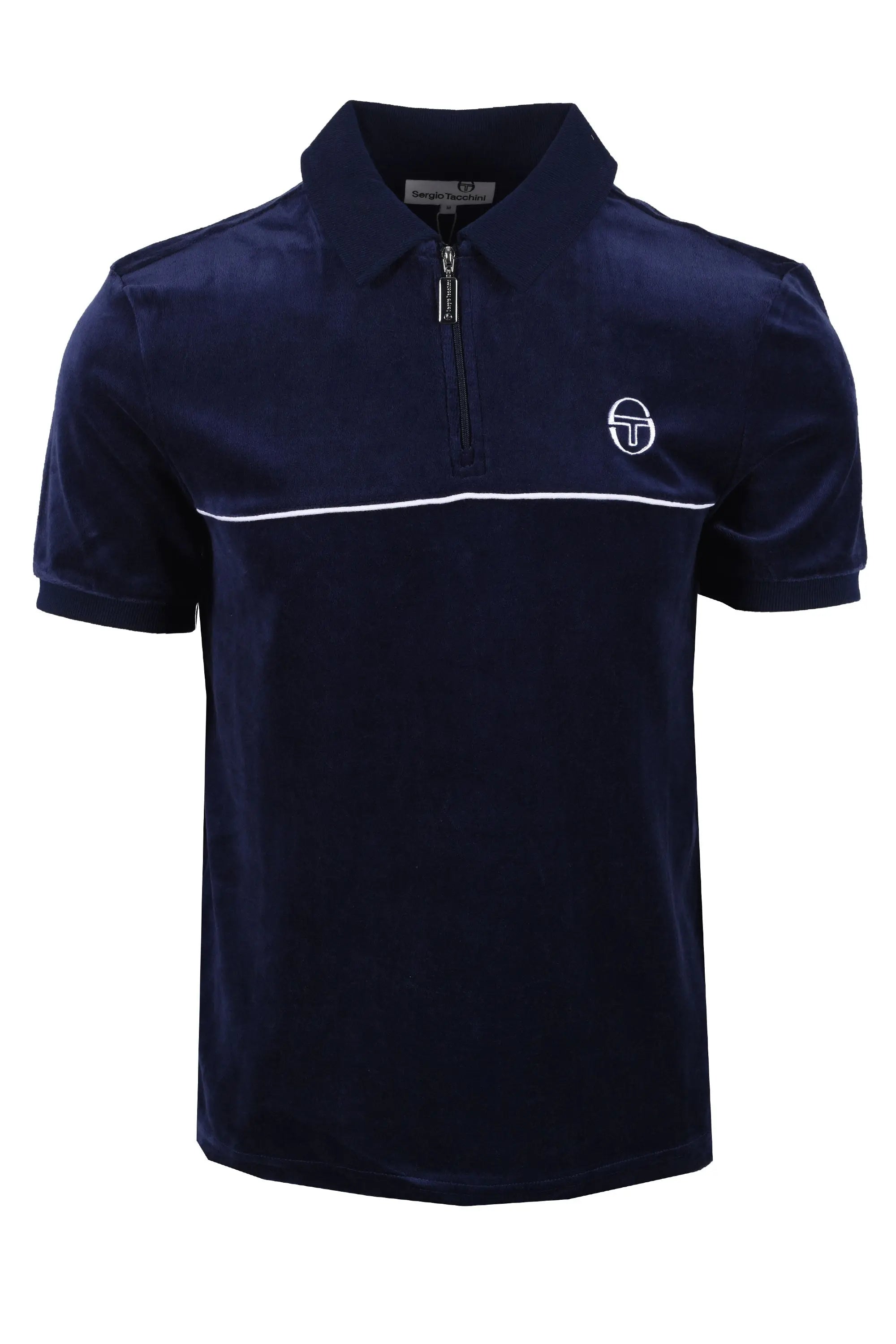 SERGIO TACCHINI CARDONA VELOUR ZIP POLO MARITIME BLUE/WHITE