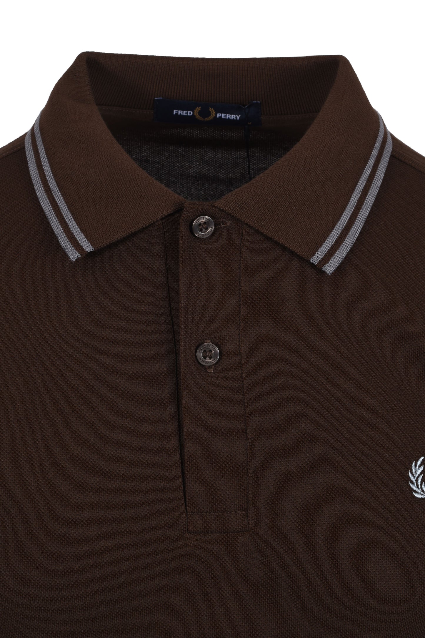 FRED PERRY TWIN TIPPED POLO BURNT TOBACCO/ STOCKPORT BLUE
