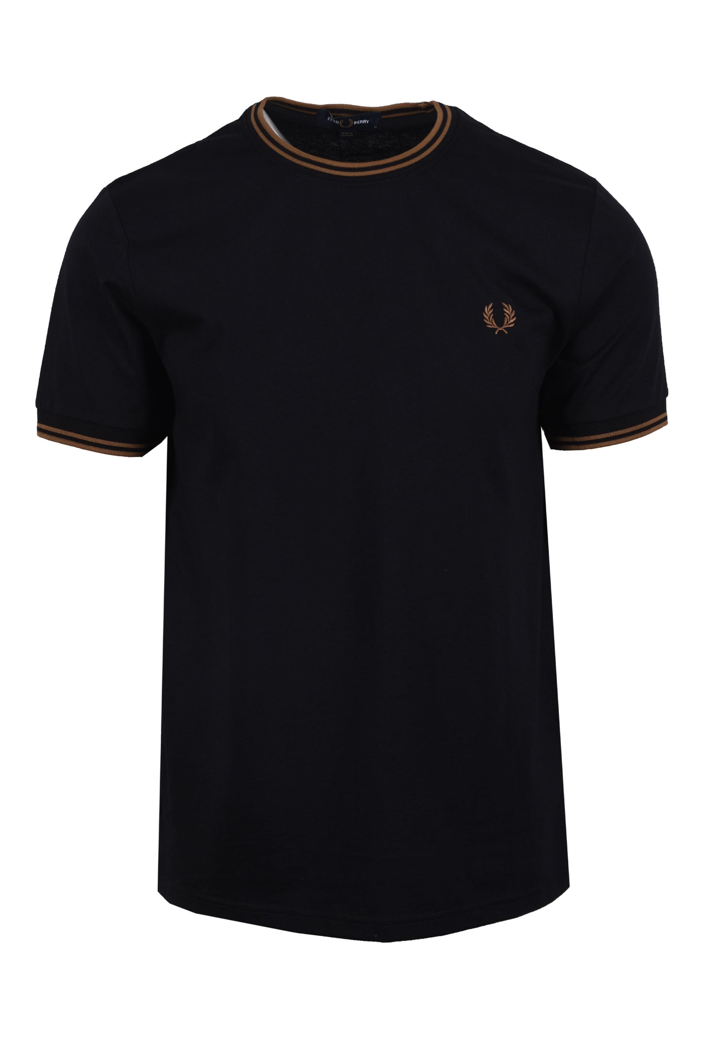 FRED PERRY TWIN TIPPED T-SHIRT BLACK/SHADED STONE