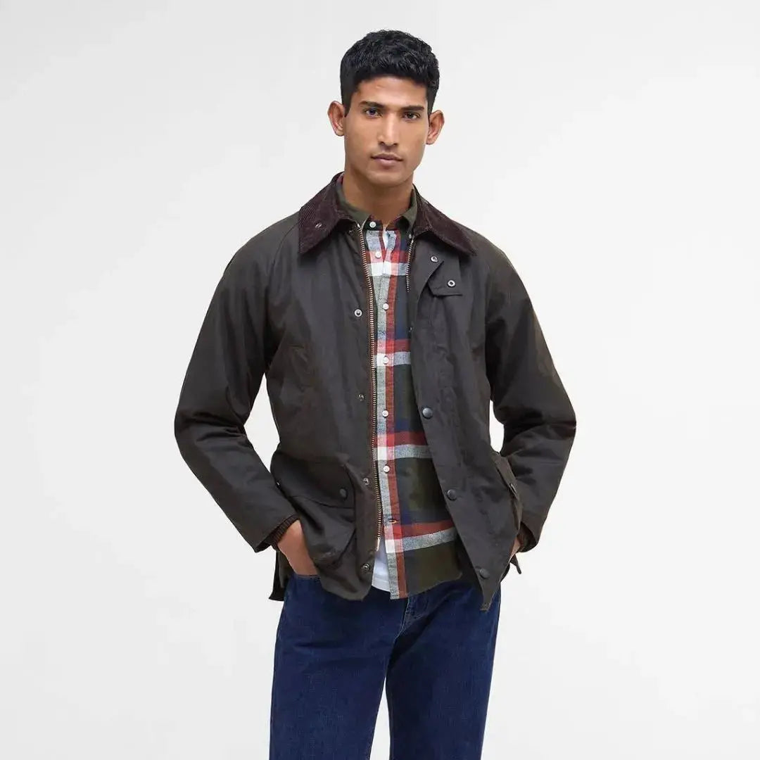 Man wearing Barbour Classic Bedale Wax Jacket 