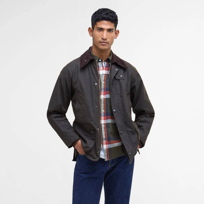 Man wearing Barbour Classic Bedale Wax Jacket 