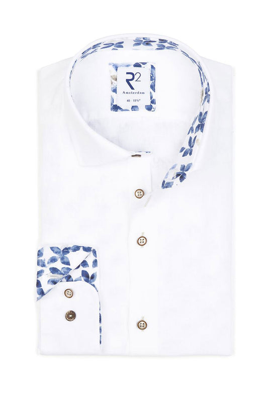 Camicia in lino a maniche lunghe R2 bianca
