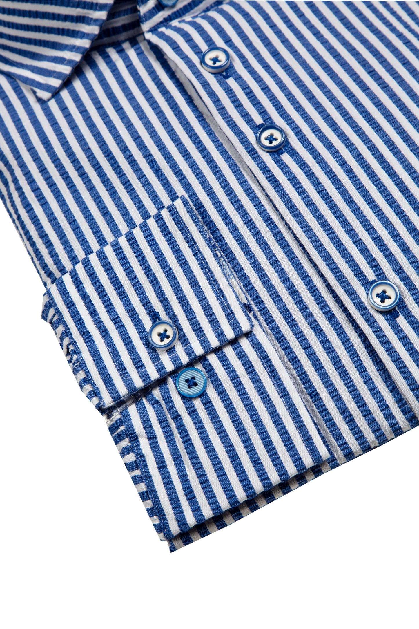 R2 Widespread Collar Long Sleeved Shirt Blue Stripe
