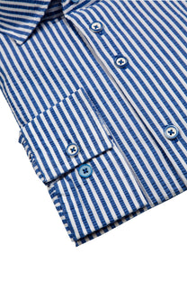 R2 Widespread Collar Long Sleeved Shirt Blue Stripe R2