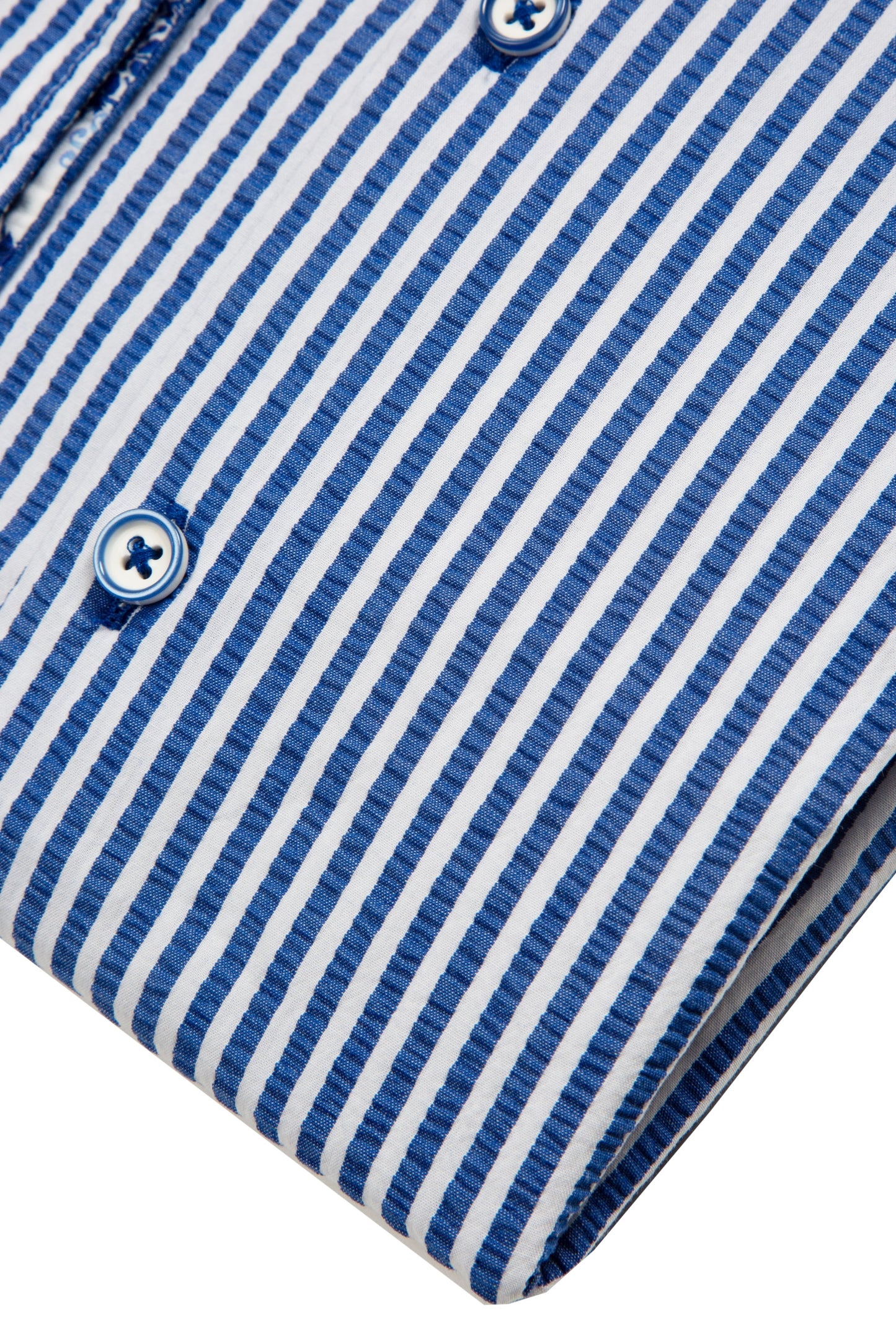 R2 Widespread Collar Long Sleeved Shirt Blue Stripe