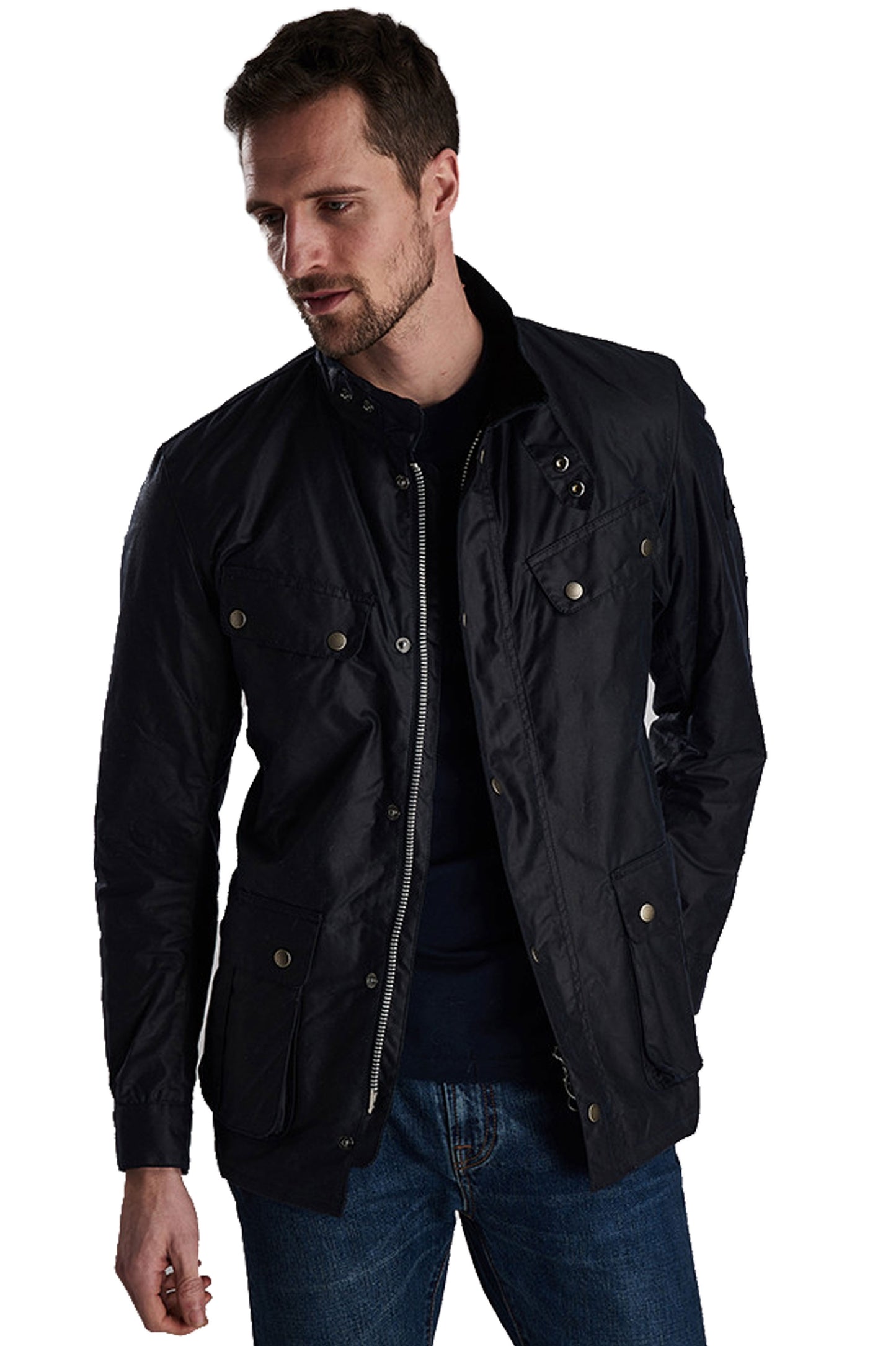 Giacca Barbour International Tourer Wax Duke blu navy