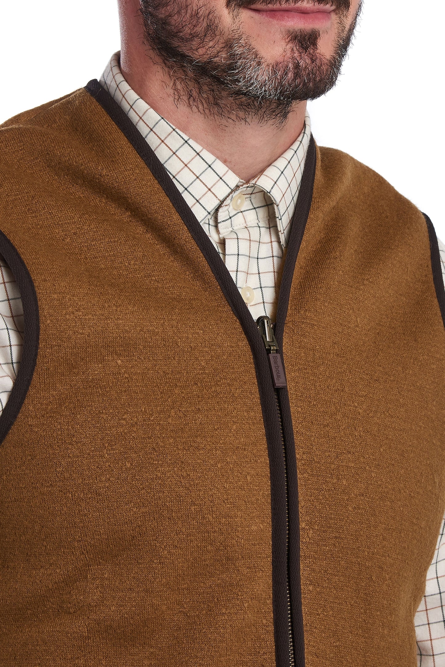Barbour Warm Pile Zip In Liner Gilet Marrone