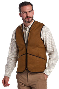 Barbour Warm Pile Zip In Liner Gilet Brown Barbour