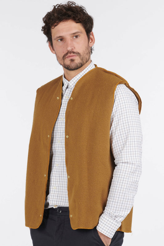 Barbour Warm Pile Press Stud Liner Gilet Brown