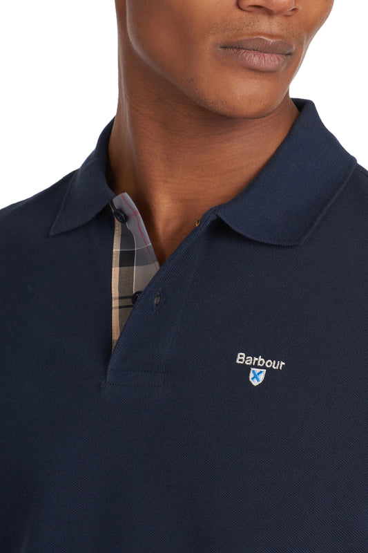 Barbour Tartan Pique Polo Shirt New Navy