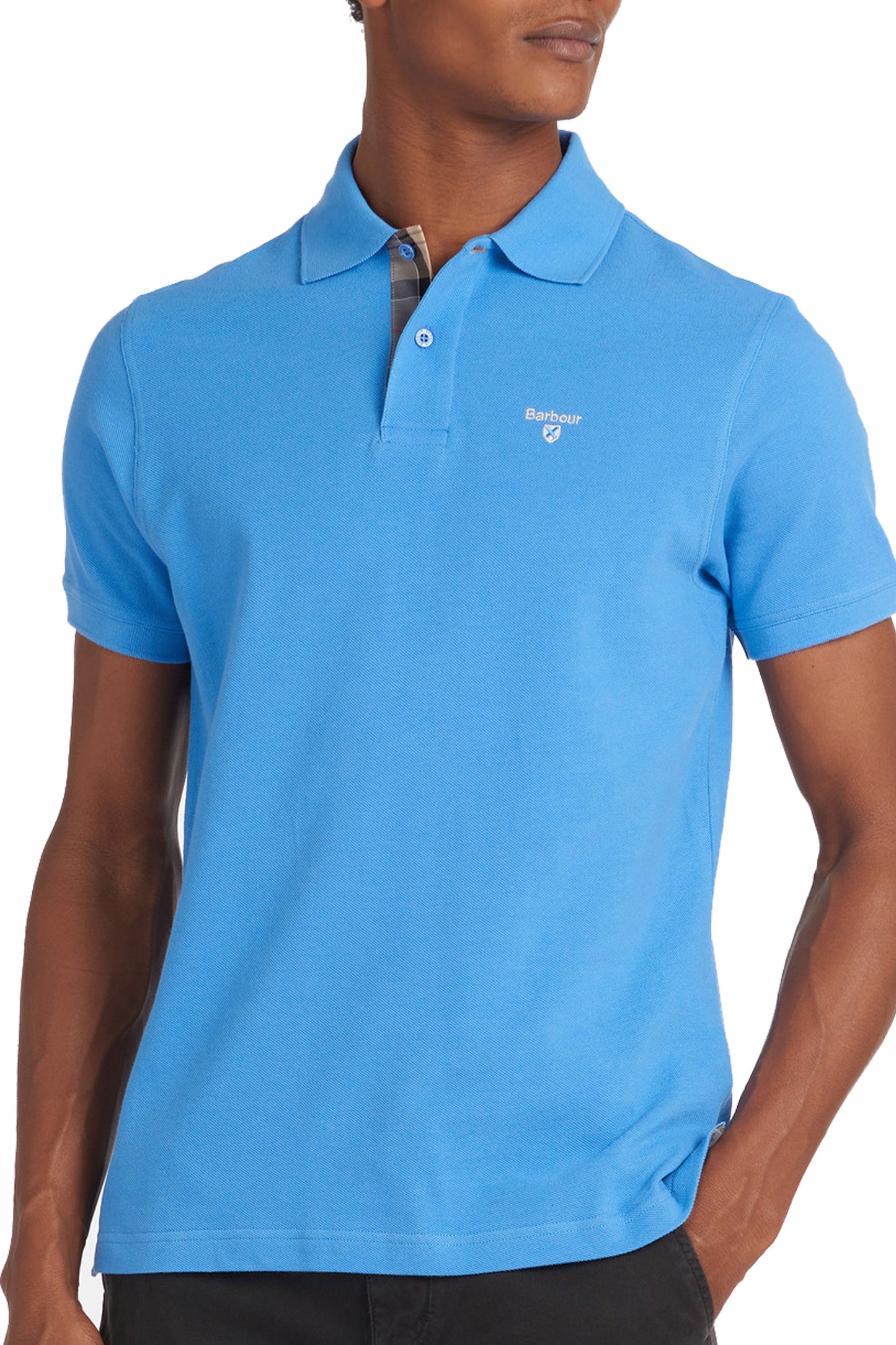 Polo piqué Tartan Barbour bleu de Delft