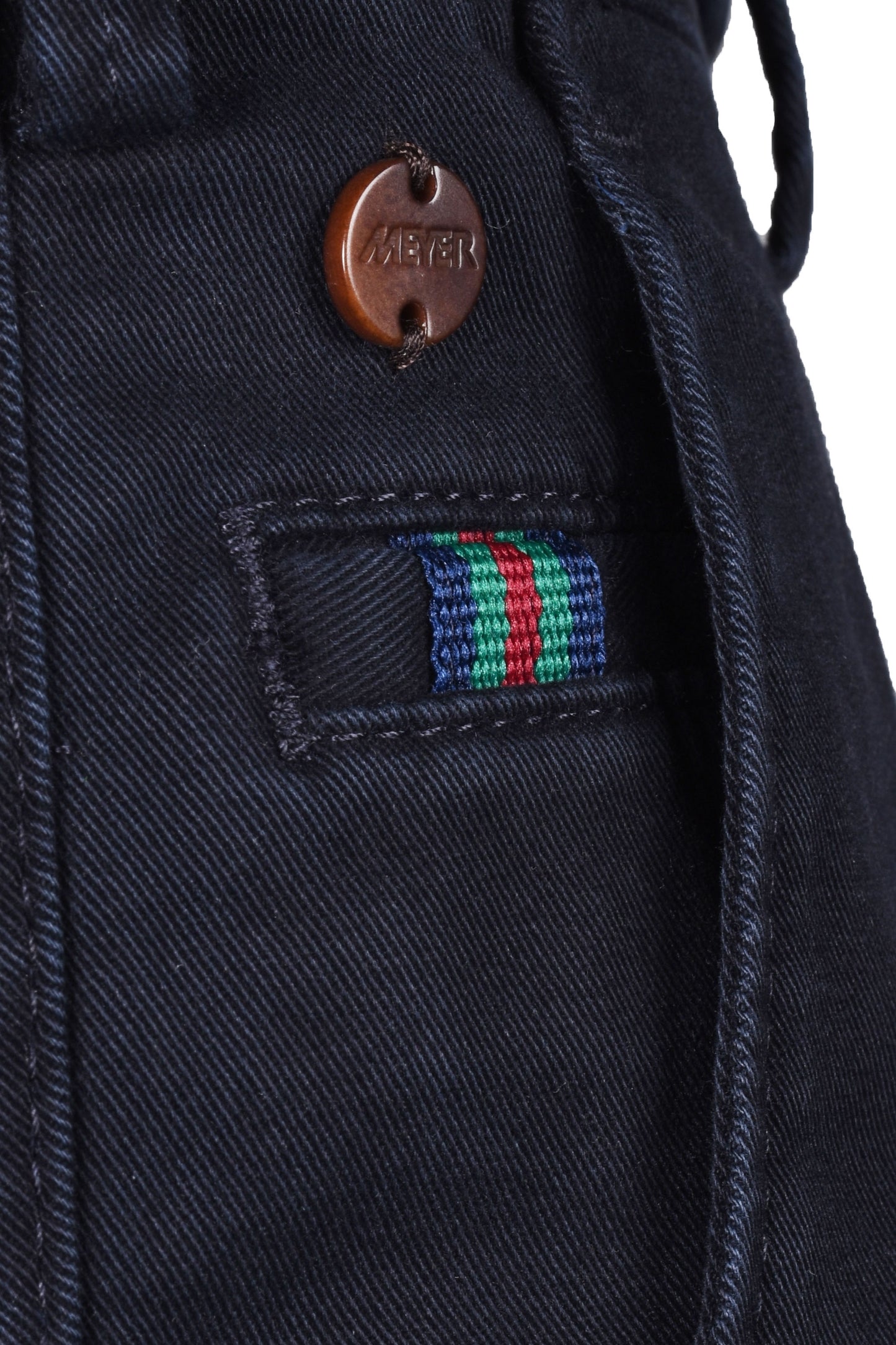 Pantaloni chino in cotone Meyer Roma Straight Fit blu navy