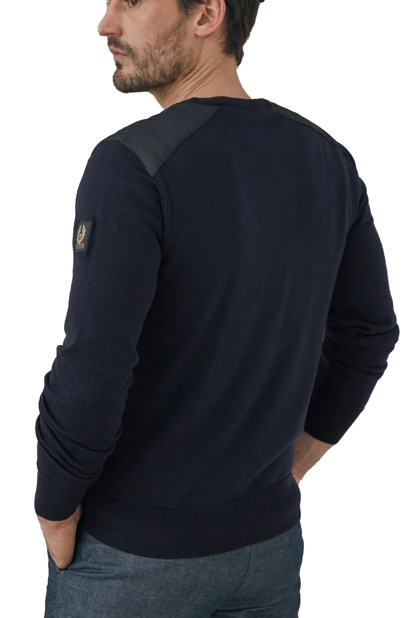 Belstaff Kerrigan Crew Neck Knitwear Washed Navy