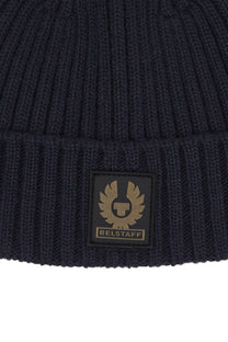 Belstaff Watch Hat With Patch Dark Navy Belstaff