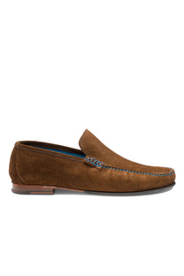 Loake Nicholson Suede Moccasin Shoes Dark Brown Loake