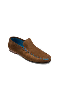 Loake Nicholson Suede Moccasin Shoes Dark Brown Loake