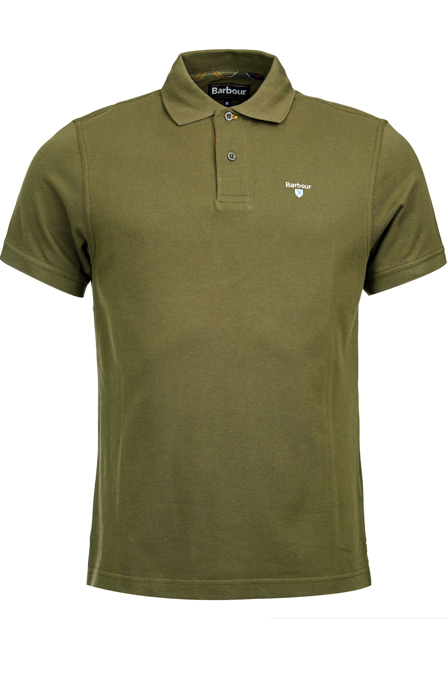 Polo piqué à carreaux écossais Barbour, olive brûlée