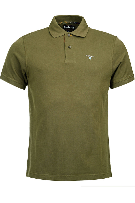 Polo piqué à carreaux écossais Barbour, olive brûlée