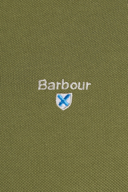 Polo piqué à carreaux écossais Barbour, olive brûlée