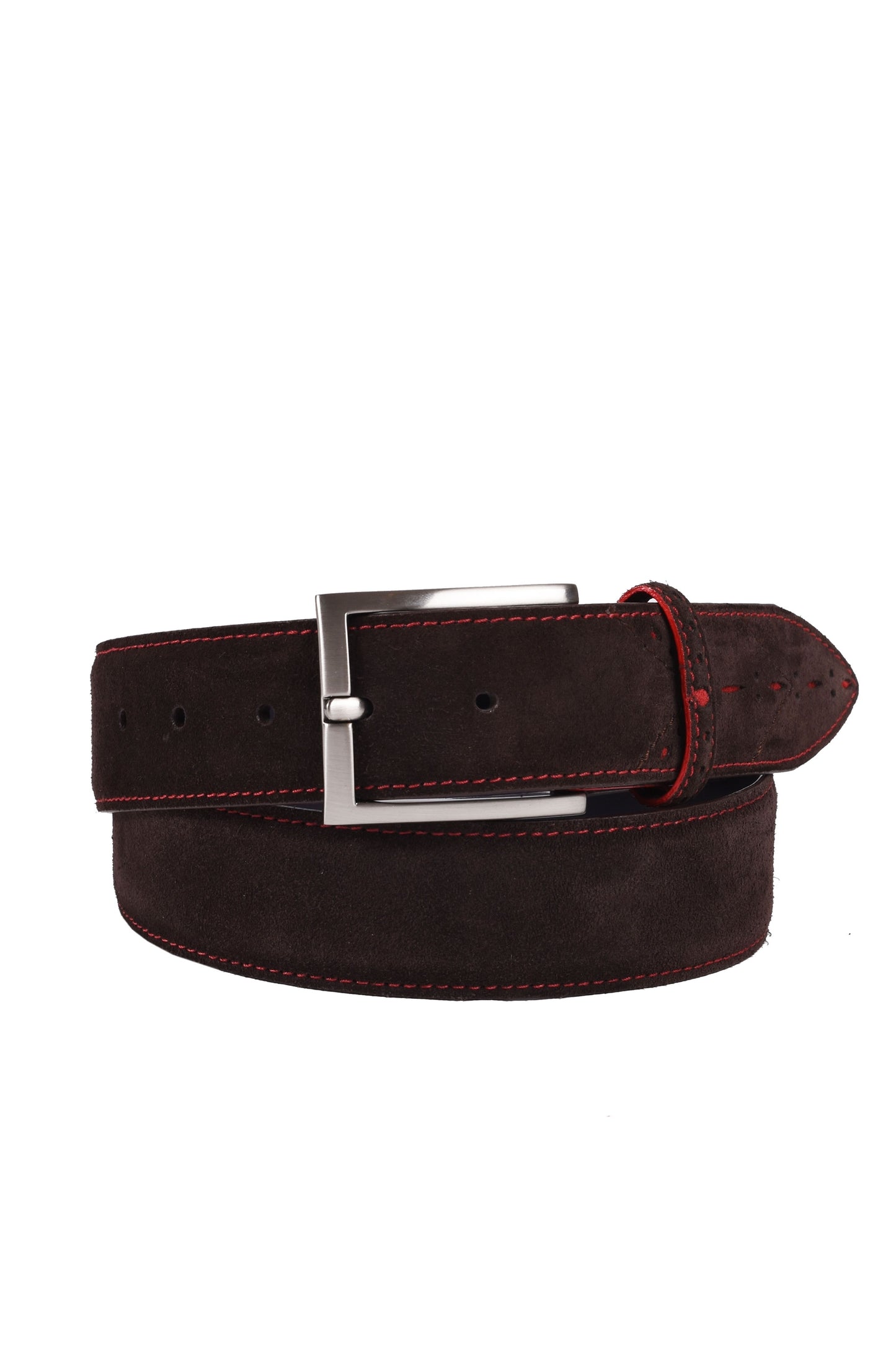 Elliot Rhodes Suede Tip Detail Belt Choc/Red