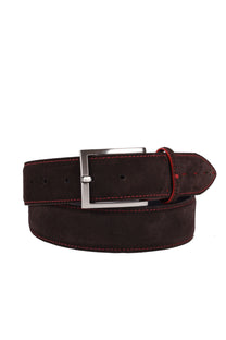 Elliot Rhodes Suede Tip Detail Belt Choc/Red Elliot Rhodes