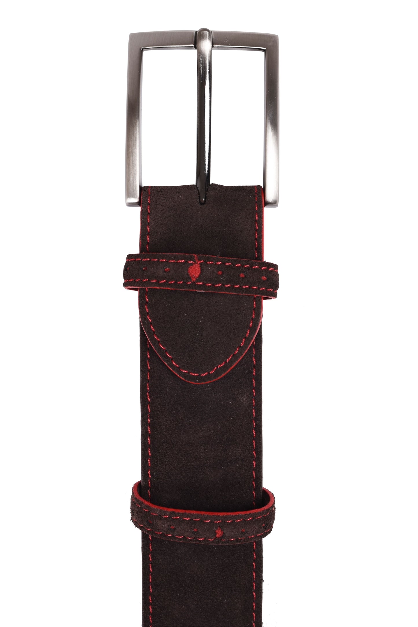 Elliot Rhodes Suede Tip Detail Belt Choc/Red