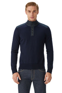 Belstaff Kilmington Half Zip Knitwear Washed Navy Belstaff