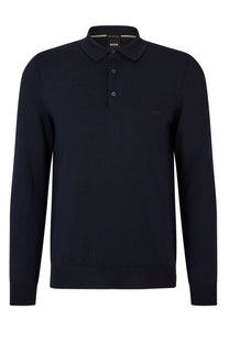 Boss Black Bono-l Long Sleeved Polo Shirt Dark Blue Boss Black