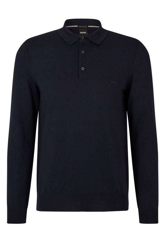 Polo à manches longues Boss Black Bono-l bleu foncé