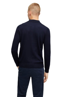 Boss Black Bono-l Long Sleeved Polo Shirt Dark Blue Boss Black