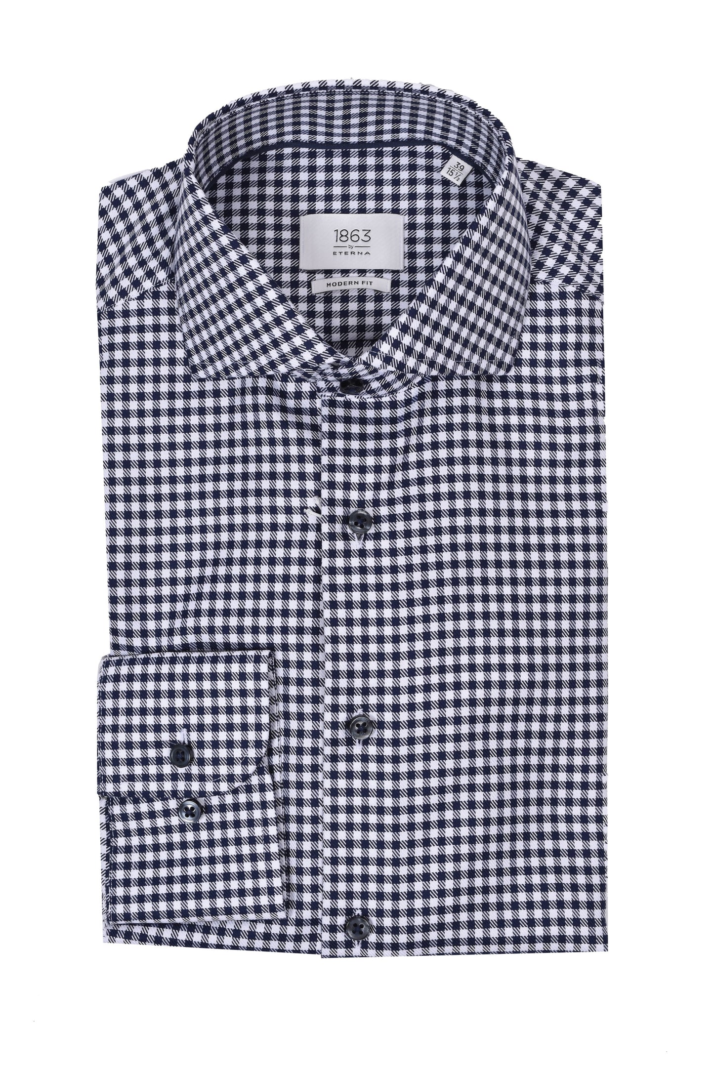 Eterna Modern Fit Checked Shirt Navy Check