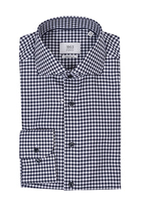 Eterna Modern Fit Checked Shirt Navy Check Eterna Casual