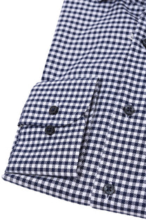 Eterna Modern Fit Checked Shirt Navy Check Eterna Casual