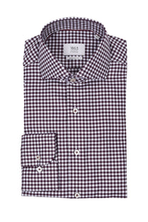 Eterna Modern Fit Checked Shirt Burgundy Check Eterna Casual