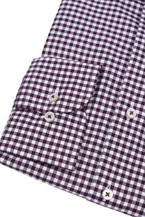Eterna Modern Fit Checked Shirt Burgundy Check Eterna Casual
