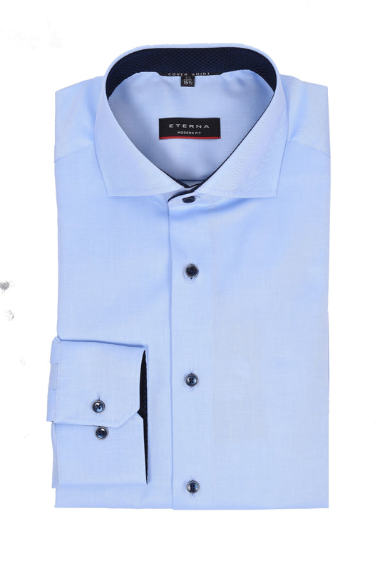 Eterna Long Sleeved Modern Fit Shirt Light Blue
