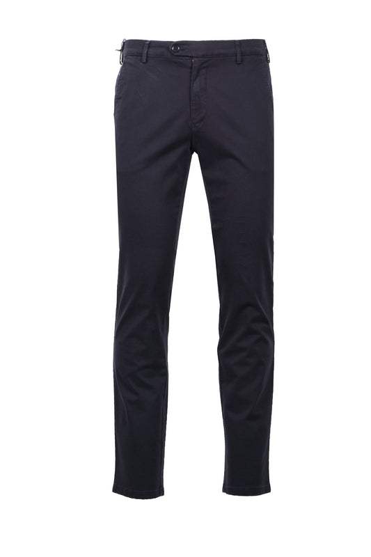 Meyer Roma Cotton Chino Straight Fit Trousers Navy