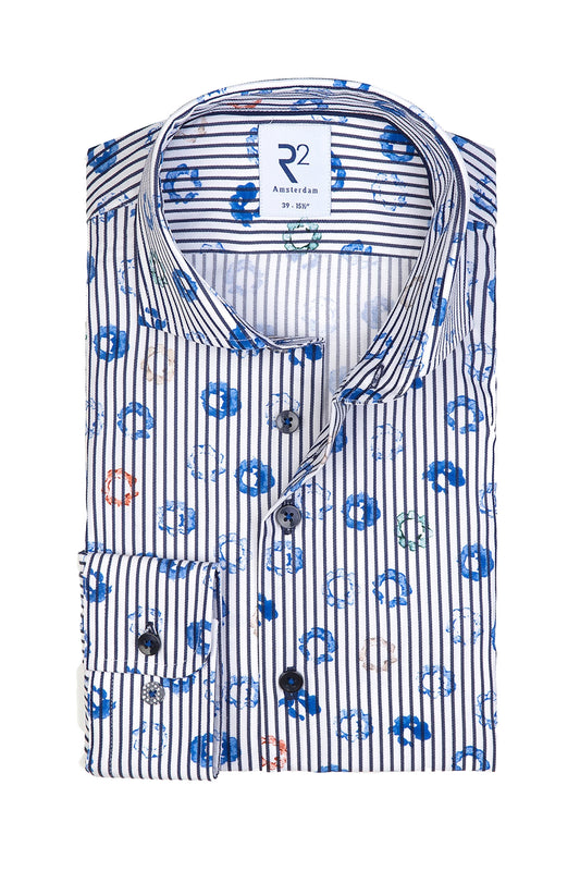 R2 Blue Patterned Shirt Blue Patterned
