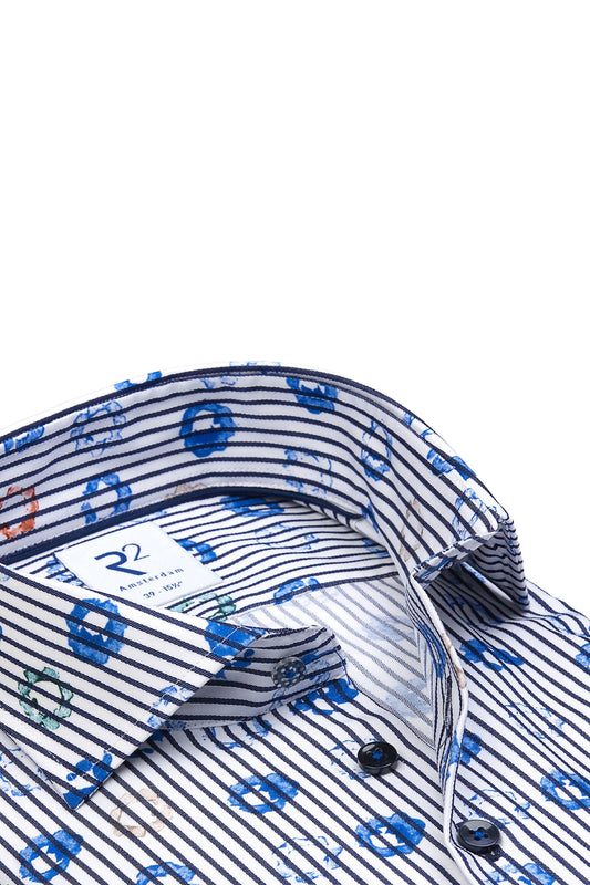 R2 Blue Patterned Shirt Blue Patterned