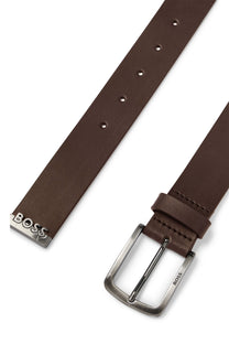 Boss Black Jor Metal Tip Leather Belt Dark Brown Boss Black