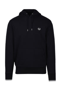 Fred Perry Tipped Hooded Sweatshirt Black Fred Perry Michael Stewart Menswear  Sweatshirts & Hoodies