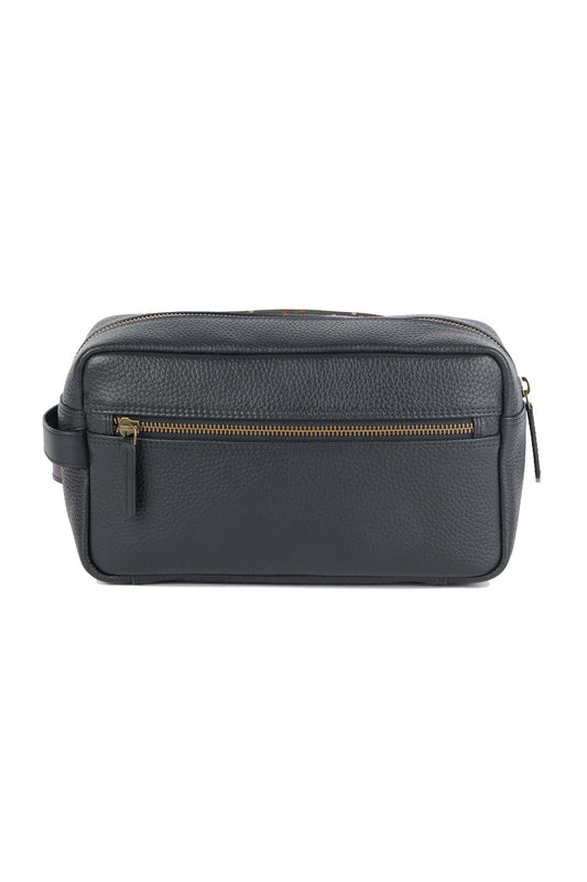 Trousse de toilette en cuir Barbour Highgate Noir