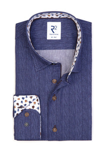 R2 Cut Away Collar Long Sleeved Shirt Mid Blue R2