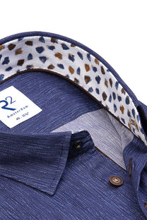 R2 Cut Away Collar Long Sleeved Shirt Mid Blue R2