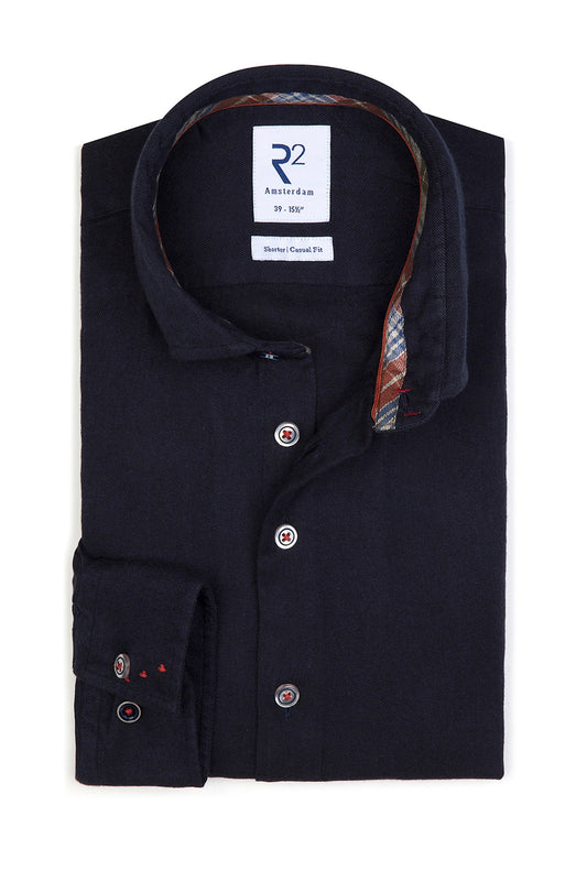 Camicia casual R2 con colletto morbido blu navy
